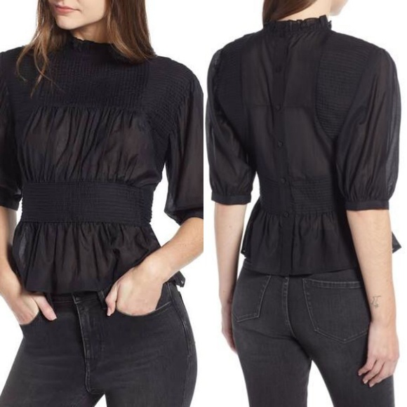 Something navy pleated peplum top Clearance